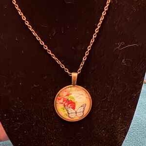 Elegant Gold-Toned Butterfly Pendant Necklace